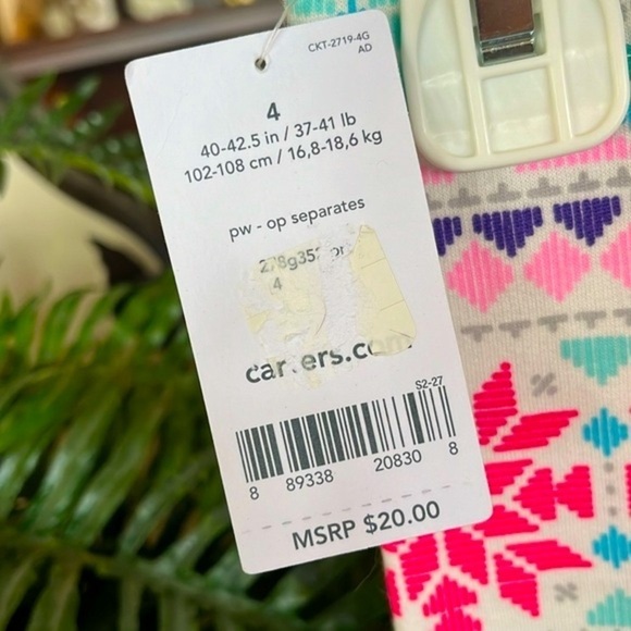 Brand New Carter’s Colorful Snowflakes Hearts Winter Cozy Lining Leggings - Picture 9 of 13